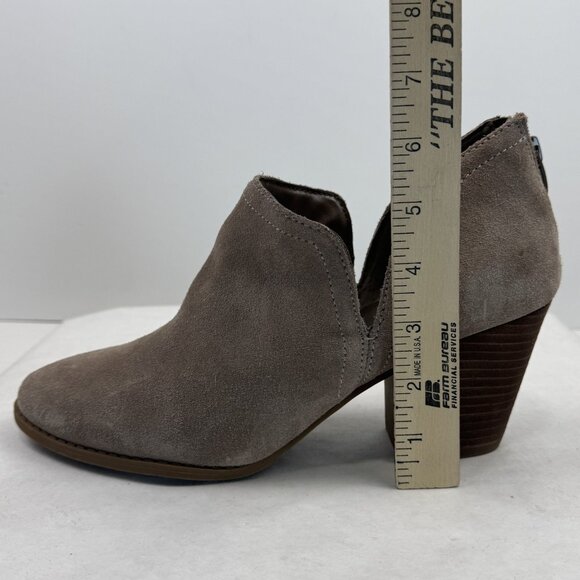 Fergie Carmin Womens Size 11M Tan Suede Leather Ankle Boots Zip Back Heel Shoes - Picture 12 of 15
